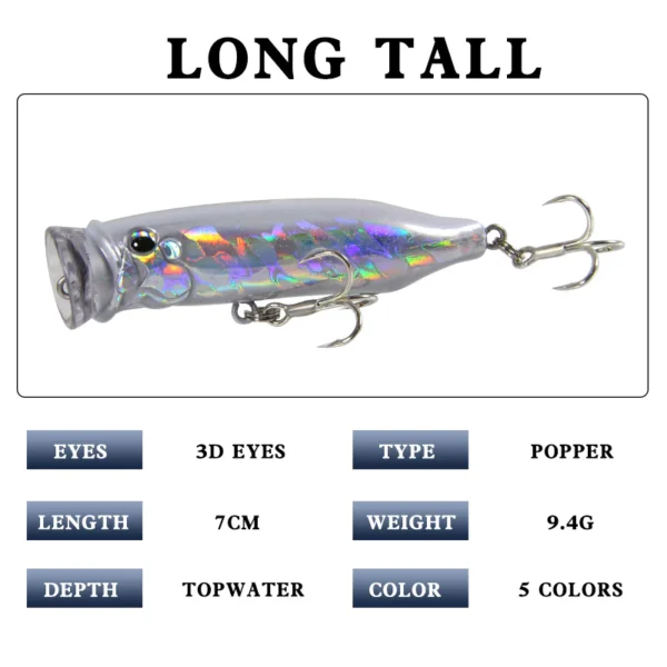 09b068608b7c0983fd6419a5086af2d1.webp New Popper Lure Bait 7cm94g Floating Water Wave Lure Bait Seawater Fishing Freshwater 1pc Random Color