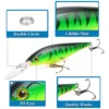 Long Tongue 11cm95g Fishing Lures Hard Baits 3D Eyes Minnow Lure with Treble Hook Swimbait Fishing Bait Sinking Lure for Bass Trout Walleye Redfish Saltwater Freshwater