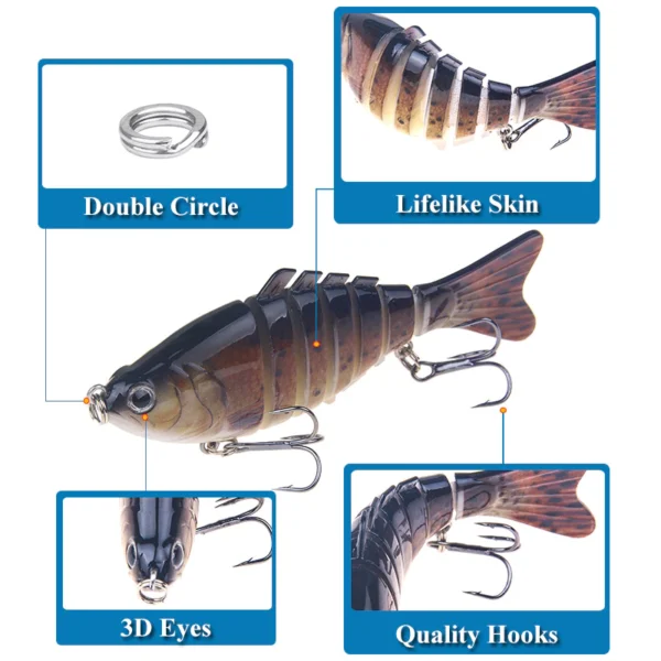 16g10cm Multi Jointed Lifelike Swimbait Fishing Lures 7 Segments Slow Sinking Bionic Lures With 3D realistic eyes