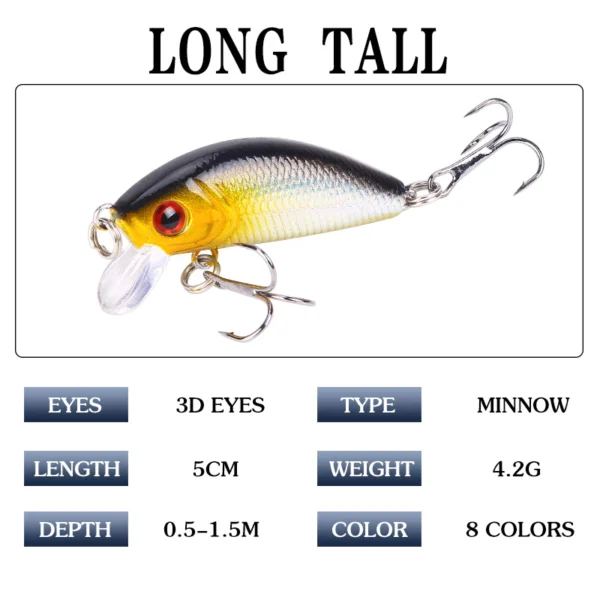5cm42g Lifelike Fishing Lures Minnow  Artificial Topwater Hard Bait Japan Crankbait Pike Wobblers Jig Fishing Tackle