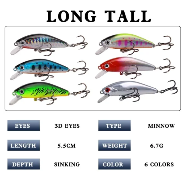Laser Minnow 67g55cm 1pc Random Color Sinking Water Long Throw Lure Hard Bait Minnow Fishing Lure