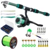 Full Set Fishing Rod Telesscopic Portable Glass Fiber 5 Color and Spinning Reel with Line Lure