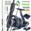 Spinning Fishing Rod Carbon Fiber 2 Section and Fishing Reel with Bait