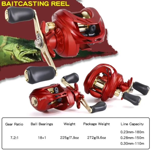 Set Casting Fishing Rod M Power Portable Ultralight Wood Handle and Baitcasting Fishing Reel High Speed Anti Corrosion Casting Reel 8KG Max Drag