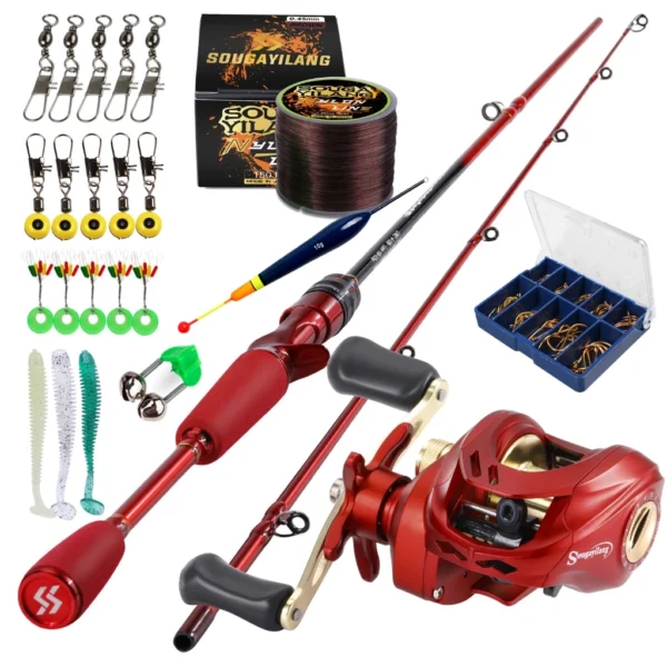 cn-11134207-7r98o-lppxgwpy7vi36b.webp Set Casting Fishing Rod High Carbon 2 Sections EVA Handle and Baitcasting Fishing Reel 181 BB 7 21 High Speed Anti Corrosion Baitcaster Reel 8KG Max Drag For Freshwater