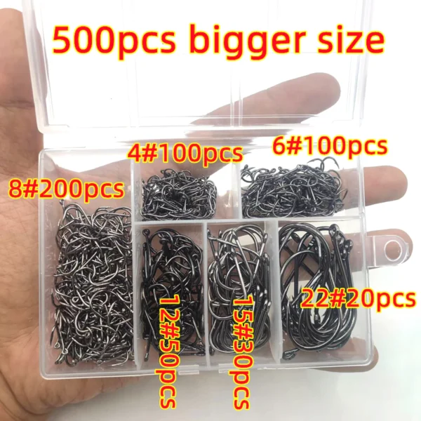 500Pcs No 322 Fishing Hooks Set Carbon Steel Single Circle Fishing Hook Fly Fishing Jip Barbed Carp Hooks Sea Tackle Accessories