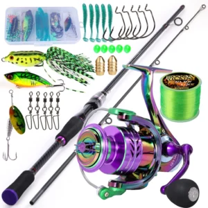 Full Set Spinning Fishing Rod M Power Carbon with Spinning Fishing Reel PowerDouble Handle For Freshwater Max Drag 20kg
