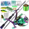 Full Set Spinning Fishing Rod M Power Carbon with Spinning Fishing Reel PowerDouble Handle For Freshwater Max Drag 20kg