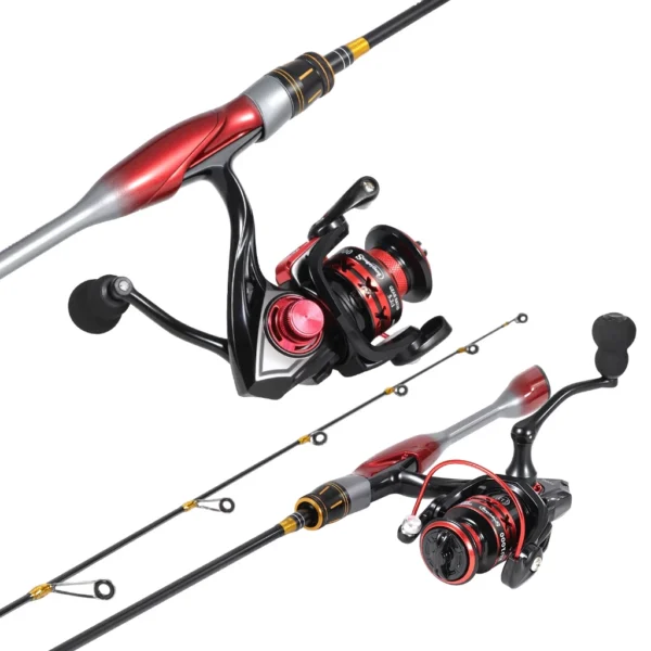 24T Ultralight Carbon Fishing Rod 2 Sections Solid Rod Tip Spinning Rod and Spinning Fishing Reel 10004000 Spinning Reel Max 10KG