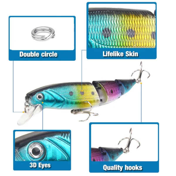New Colorful Three Jointed Swim Fishing Lure 115cm15g 1pc Random Color Simulation Hard Bait Mino Bait Outdoor Fishing Gear