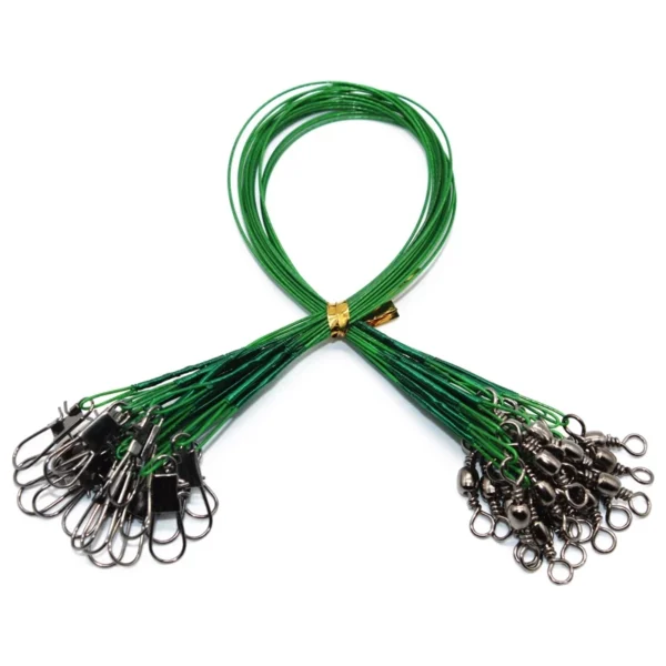 50 Pcs Steel Fishing Line Steel Wire Leader With Swivel Fishing Accessory Lead Core Leash Fishing Leader Wire Tackle Pesca