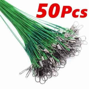 50 Pcs Steel Fishing Line Steel Wire Leader With Swivel Fishing Accessory Lead Core Leash Fishing Leader Wire Tackle Pesca