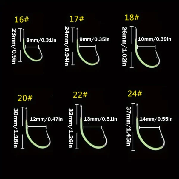 20 and 30pcs Night Fishing Hook Glow In Dark String Hooks 1624 Luminous Crank Nake Single Fishhook For  Freshwater  Saltwater
