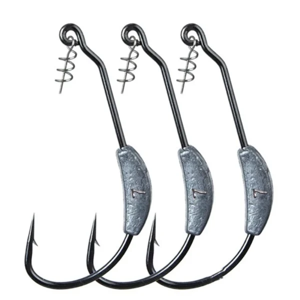 3Pcs Set New Design Lead Weighted Barbed Crank Hook With Twist Lock Fishing Accessories of Soft Lure Hook 25g7g9g
