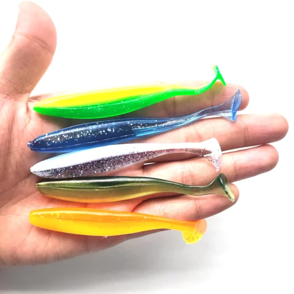 100Pcs Soft Fishing Lures Set 9cm55cm Soft Bait Paddle Tail Swimbait Wobblers Soft Worm Artificial Fishing Tackle Seafishing