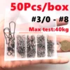 50PCS Strong Fishing Connector Pin Bearing Rolling Swivel Stainless Steel Fishing Accessories Fishing Tackle