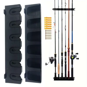 EasyInstall Fishing Rod Rack 6 slots Fishing Rod Holder Wall Mounted Fishing Pole Storage Holder Rack Fishing Tackle